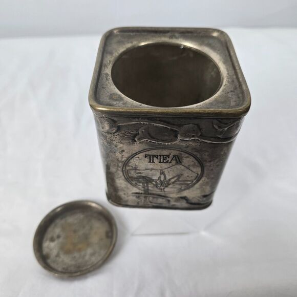Vintage Tin Tea Canister Made in India 3.75" x 3.75" x 4.5" Decorative - Picture 3 of 10